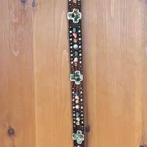 Atlas Brown Embellished w stone crosses and rhinestones Belt